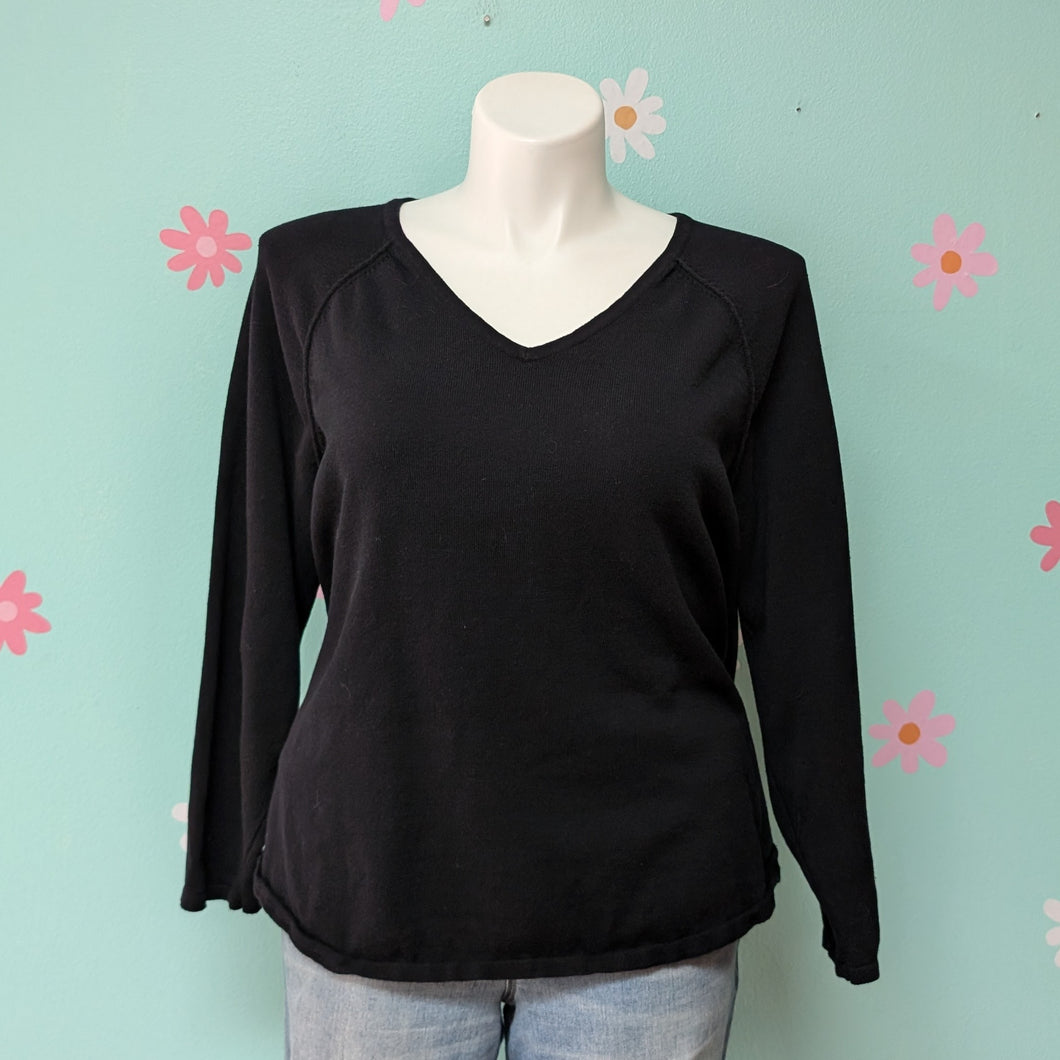 SzXXL Karen Scott Black V-Neck Sweater