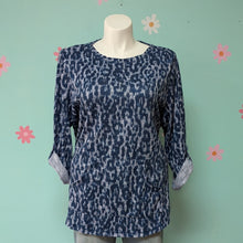 Load image into Gallery viewer, Sz2X Ruby Rd. Blue Animal Print Top