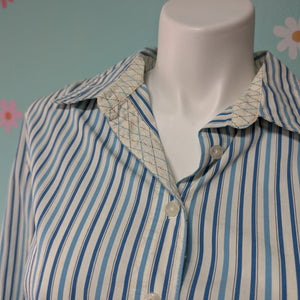 Sz2X Liz & Me Blue/White Stripe Button Up