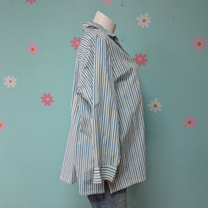 Sz2X Liz & Me Blue/White Stripe Button Up