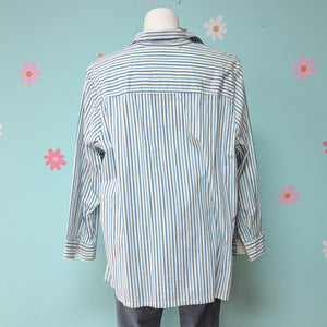 Sz2X Liz & Me Blue/White Stripe Button Up