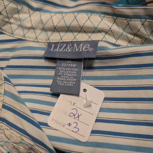 Sz2X Liz & Me Blue/White Stripe Button Up