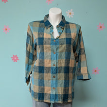 Load image into Gallery viewer, Sz2X Maggie Barnes NWT Teal Plaid Button Up