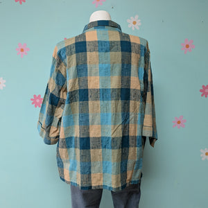 Sz2X Maggie Barnes NWT Teal Plaid Button Up