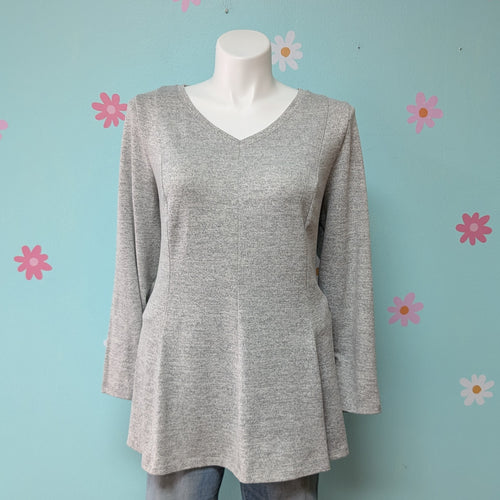 Sz2X Denim & Company Heathered Grey Long Sleeve Tee