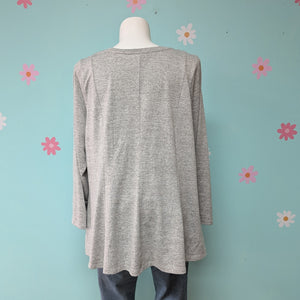 Sz2X Denim & Company Heathered Grey Long Sleeve Tee