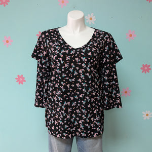 Sz2X Lane Bryant Pink Ditsy Floral Blouse