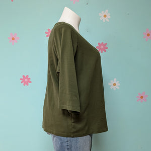 Sz2X Isaac Mizarahi Olive Green Long Sleeve Tee