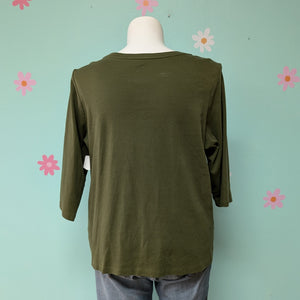 Sz2X Isaac Mizarahi Olive Green Long Sleeve Tee