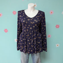 Load image into Gallery viewer, Sz2X Lane Bryant Blue Floral Babydoll Top