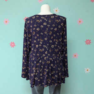 Sz2X Lane Bryant Blue Floral Babydoll Top