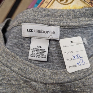 SzXXL Liz Claiborne Heathered Grey Le ng Sleeve Tee