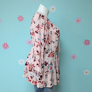 Sz2X Lane Bryant Pink Floral Boho Top