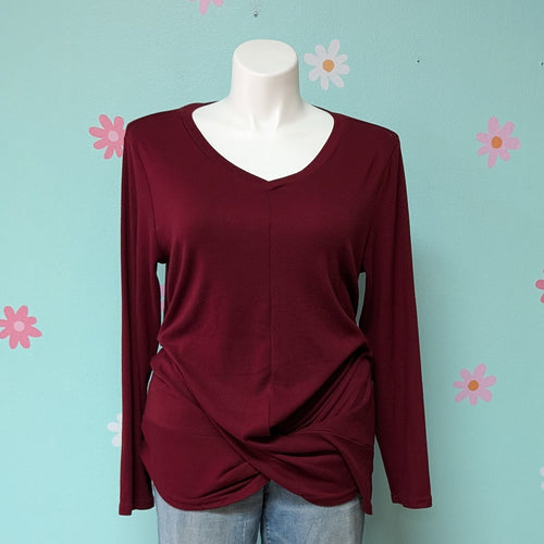 Sz2X Burgundy Red Long Sleeve Tee