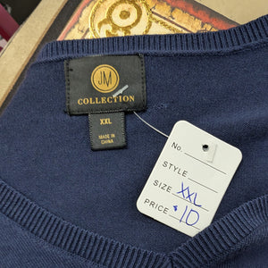 SzXXL JM Collection Navy V-Neck Sweater