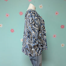 Load image into Gallery viewer, Sz3X Maggie Barnes NWT Blue Swirl Sparkle Top