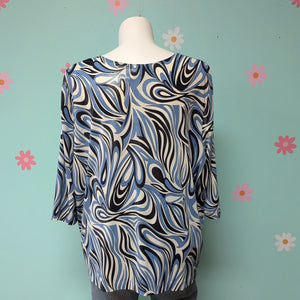 Sz3X Maggie Barnes NWT Blue Swirl Sparkle Top