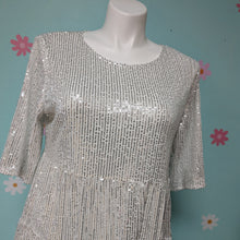 Load image into Gallery viewer, SzXL Light Silver Sequin Babydoll Dress