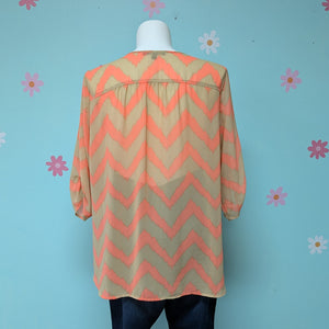 Sz3X Heart soul Tan/Peach Chevron Blouse