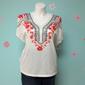 Sz3X Floral V-neck tee