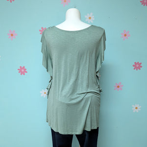 Sz3X Fig & Blu Mint Blue Flutter Sleeve Tee