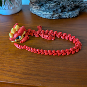 3D Printed Articulating Dragon Red/Gold