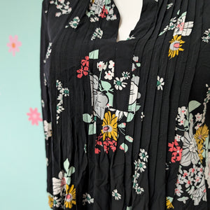 SzXL Black Floral Dress