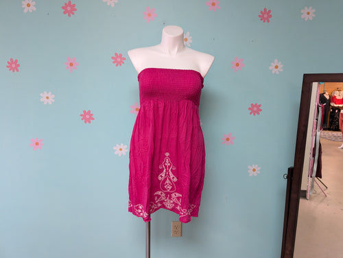 SzXL Forever 21 Fuschia Smocked Tube Dress