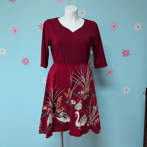 SzXL Red Retro Style Fit and Flare Dress