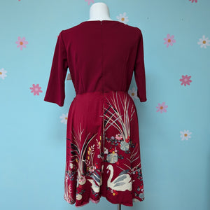 SzXL Red Retro Style Fit and Flare Dress