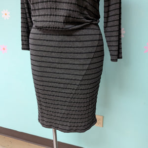 Sz1X Torrid Grey Stripe Ribbed Henley Dress NWT