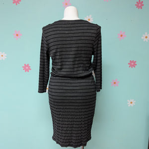 Sz1X Torrid Grey Stripe Ribbed Henley Dress NWT