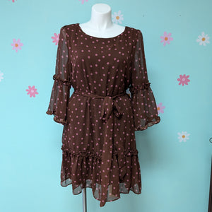 Sz16W Danny and Nicole Brown Polka Dot Dress