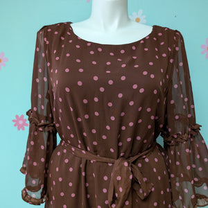 Sz16W Danny and Nicole Brown Polka Dot Dress