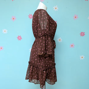 Sz16W Danny and Nicole Brown Polka Dot Dress