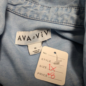 Sz1X Ava & Viv Light Denim Chambray Shirt Dress