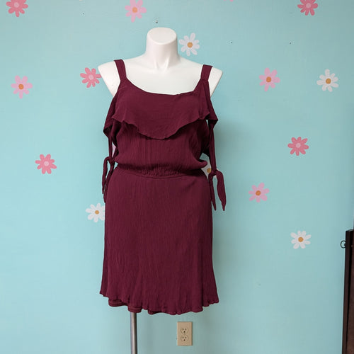 Sz1X Maurice's Maroon Crepe Cold Shoulder Dress