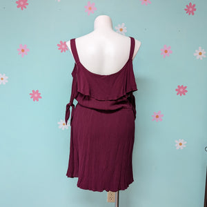 Sz1X Maurice's Maroon Crepe Cold Shoulder Dress