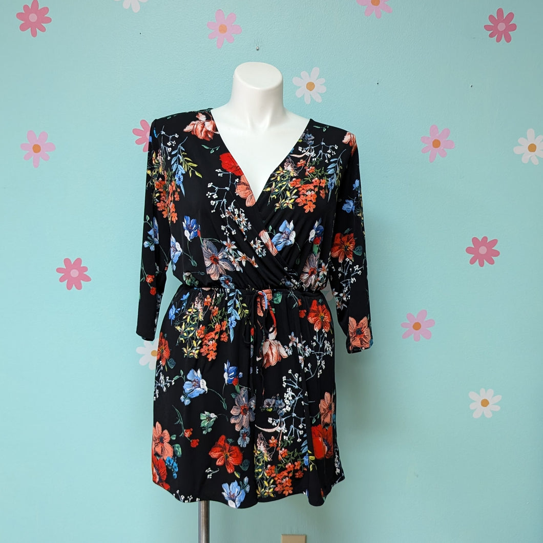 Sz2X Kaileigh Black Floral Romper