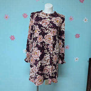 Sz2X Maurice's Maroon Floral High Neck Dress