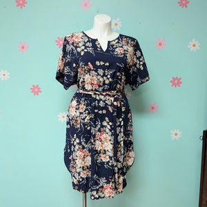 Sz2X Nemidor Navy Floral Shirt Dress