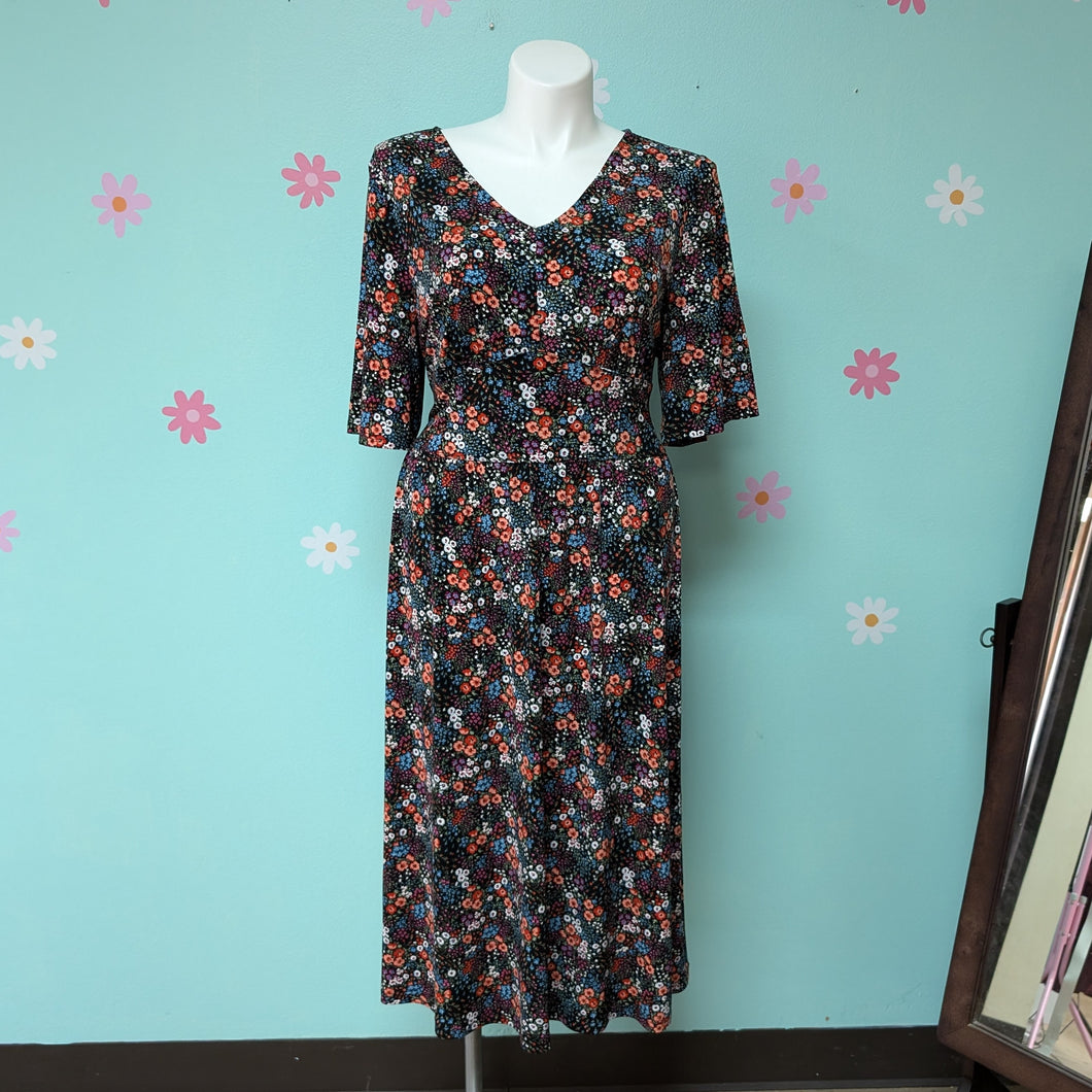 Sz2X Leota Black Floral Knit Dress