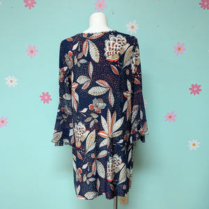 Sz2X Navy/Coral Floral Dress