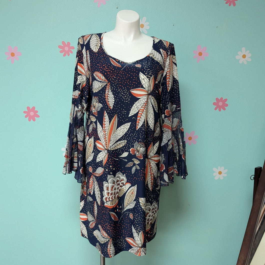 Sz2X Navy/Coral Floral Dress