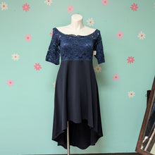 Load image into Gallery viewer, Sz1X/2X Navy High-low Cocktail Dress