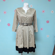 Load image into Gallery viewer, Sz18 Talbot&#39;s Khaki Fit and Flare Belted Shirt Dress