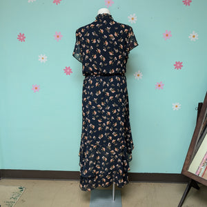 Sz3X 1.State Navy Floral Chiffon Dress