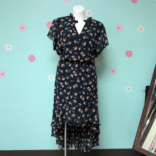 Sz3X 1.State Navy Floral Chiffon Dress