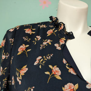 Sz3X 1.State Navy Floral Chiffon Dress