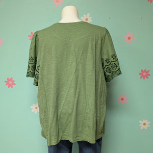 Sz4X Lane Bryant Green Flutter Sleeve Tee